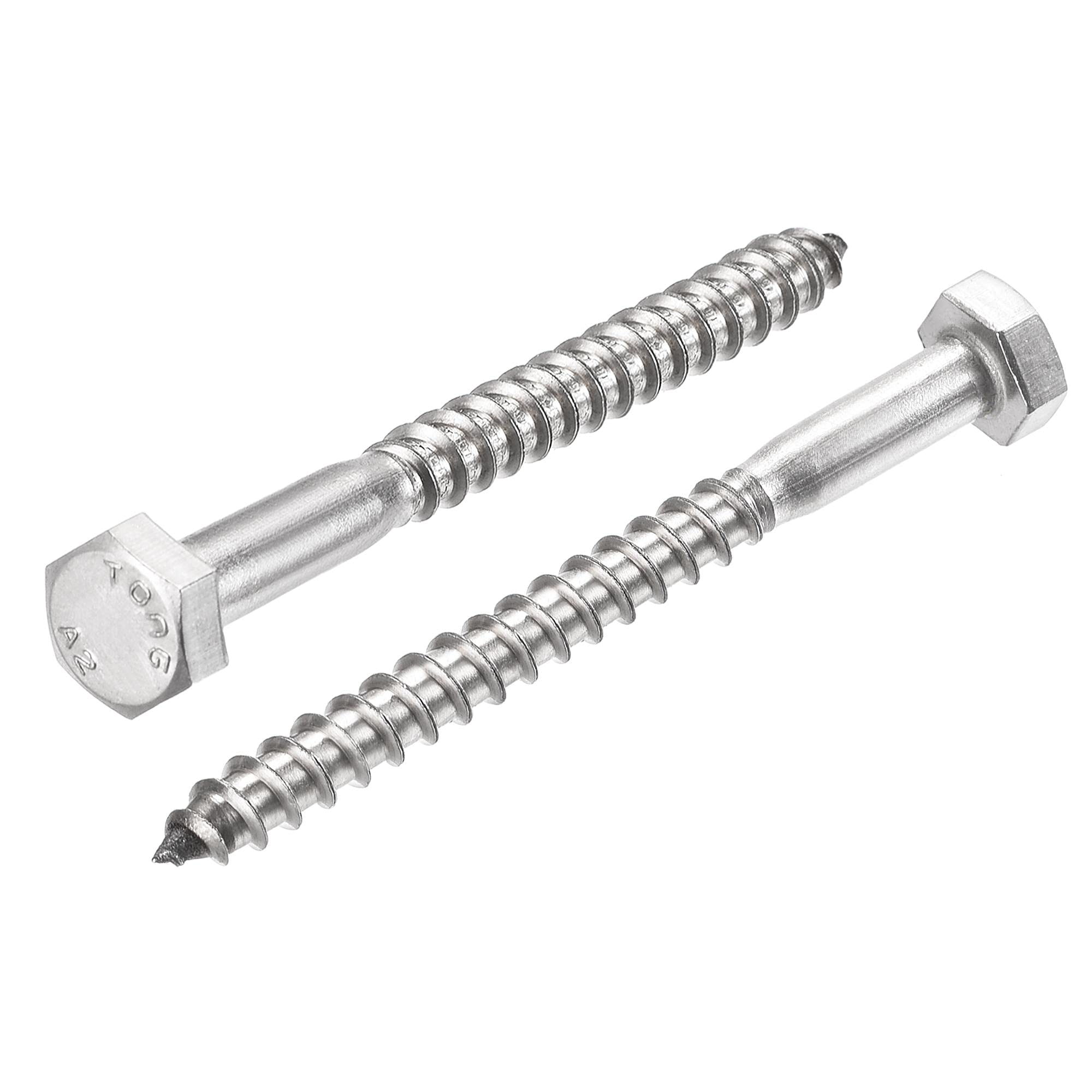 sourcing map Hex Lag Screws, M6 x 70mm 304 Stainless Steel Half Thread Self-Tapping Bolts for Wood Screw 10Pcs