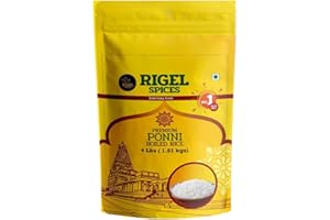 Rigel Spices Premium Ponni Boiled Rice - Aged | From the Banks of Cauvery | Authentic South Indian Parboiled Rice for Fluffy & Nutritious Meals | Ideal for Daily Cooking and Special Recipes (4 Lbs)
