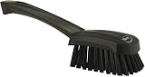 Vikan 41929 Stiff Washing Scrubbing Hand Brush Short Handle 270mm Black view 2