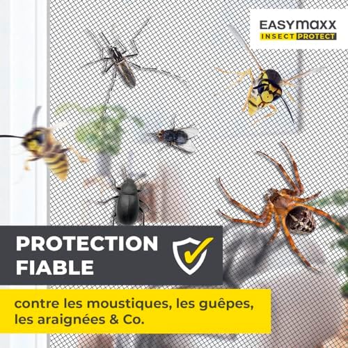 Moustiquaire de fenêtre avec Magic Click | Peut être découpée individuellement pour toutes les fenêtres jusqu'à 150 x 130 cm | Montage avec 12 aimants - pas de perçage ni de vissage [Noir]