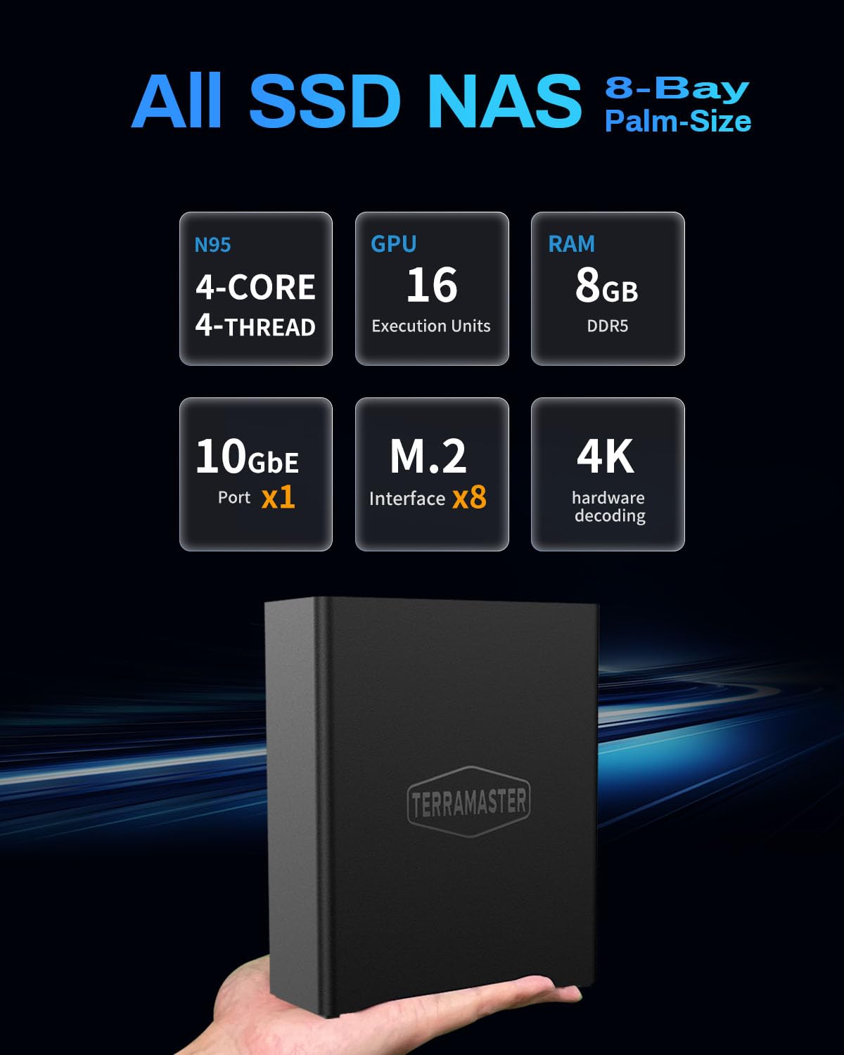 TERRAMASTER F8 SSD NAS Storage - 8Bay All SSD NAS