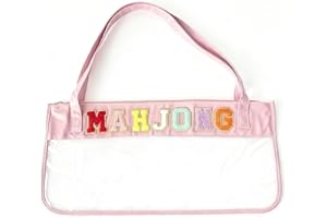 Narottl Large Capacity Mahjong Tile Bag – Transparent Waterproof Mahjong Bag with Comfortable Shoulder Strap, Holds Full Amer