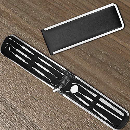 Sonku 6 Pcs Pet Tooth Scaler Tool Kit, Stainless Steel Pet Teeth Cleaning Tool Double Header Tartar Remover/Tweezer/Scrapers/Dental Mirror with 2 Pcs Finger Toothbrushes for Dogs and Cats - Thumbnail 5