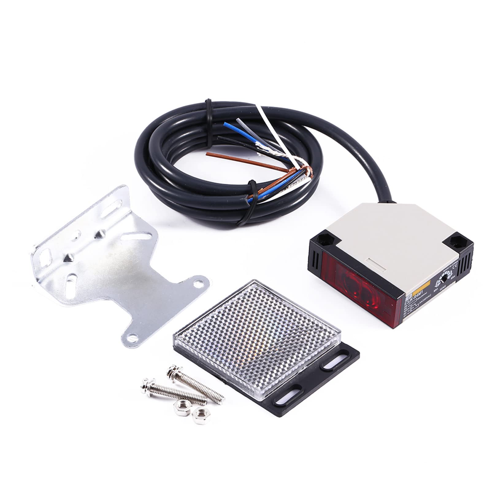 Photoelectric Sensor Switch, AC 90-250V 3A, 4 Wire Specular Switch, for Garage Door, Home Automation, Security Systems