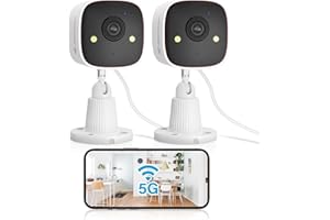 Jennov 2K Security Cameras, WiFi Indoor Cameras for Home Security, Plug in Powered Pet Cams, Dual-Band (5GHz/2.4GHz), Color Night Vision, 2-Way Audio, Human Motion Detection, IP66 Waterproof Outdoor