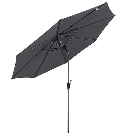 SONGMICS Sonnenschirm, Marktschirm, achteckig, knickbarer Gartenschirm mit Kurbel, Ø 3 m, ohne Ständer, Polyestertuch, für Au