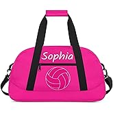 SPYORBKX Custom Kids Duffel Bags with Name - Lightweight Gym Bag for Boys & Girls, Personalized Sports Backpack for Workout, and Travel Pink Volleyball