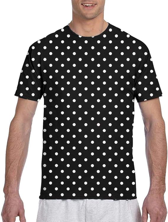 Amazon 黒と白の水玉メンズラウンドネックtシャツ半袖 Tシャツ カットソー 通販
