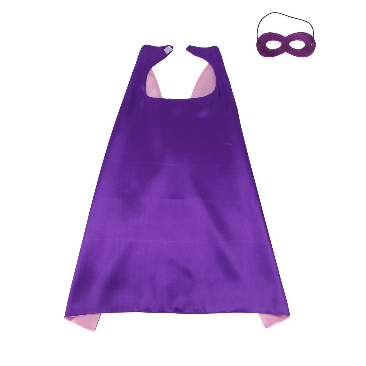 TOPWAYS® Kids Superhero Cape & Mask Party Costumes, Superhero Theme Masquerade Cosplay Double-sided Cloaks Dressing up Party Supplies For Boys and Girls (purple pink cape) — image 1