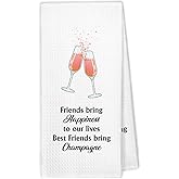 XBBMGG Funny Champagne Friend Kitchen Towels, Gifts for Champagne Lovers Bachelorette Dish Hand Tea Towels, Friendship Gifts, Friends Bar Cocktail Decorative Towel for Bathroom Kitchen, 16x24 Inch