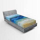 Ambesonne Art Fitted Sheet, Tropical Sandy Beach