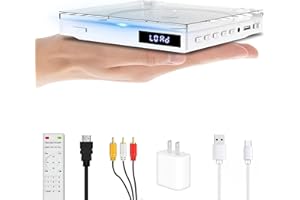 Mini DVD Players with USB Port, HDMI/RCA Output with Mini DVD Players for TV, Supports All Region NTSC/PAL up to 1080P, USB I
