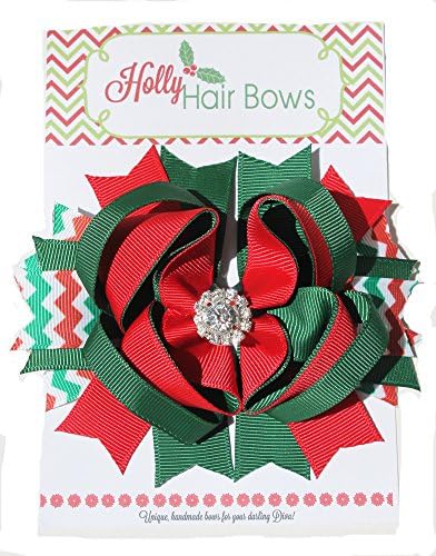 My lil Zoo Holly Boutique Christmas Hair Bow/Christmas Hair Clip set for babies and girls (Christmas Glam)