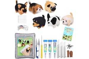 zaabaazina Needle Felting Kit, 6pcs Dogs Needle Felting Set Wool Needle Felting Starter Kit DIY Kits for Adults, with Instruction and Needle Felting Tools, Home Decoration Birthday Gift