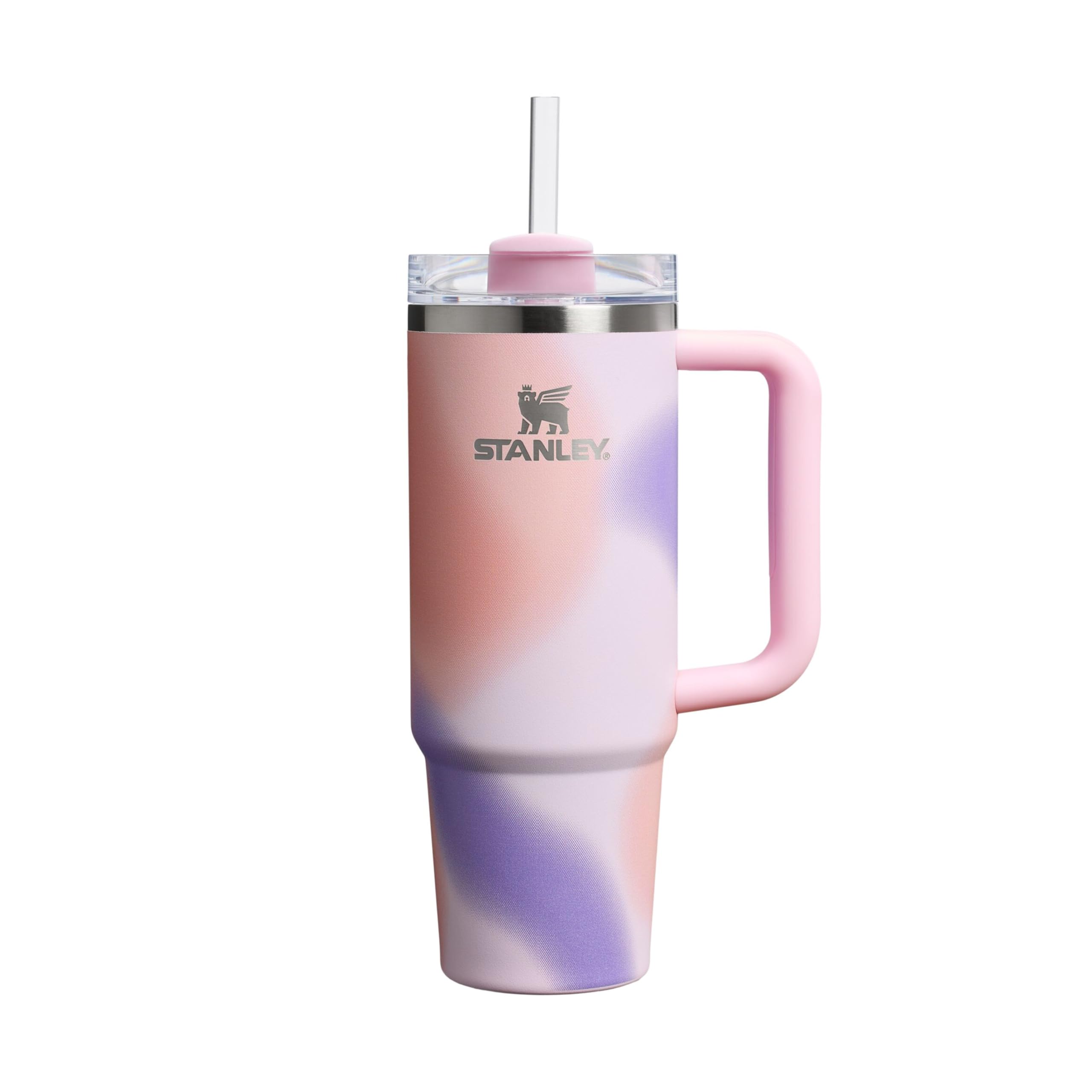 STANLEY 1913 Quencher H2.0 Flowstate Trinkflasche Mit Strohhalm 0.89L - Thermobecher Kühlt 9 Stunden - 40 Stunden Eisgekühlt - Thermosflasche BPA Frei - Edelstahl Trinkbecher - Rose Petal Motion