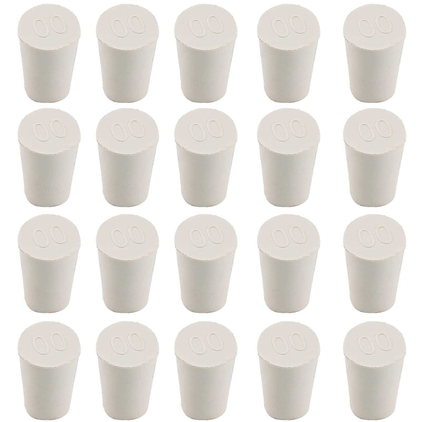 Zorfeter 20 Pcs 00# White Solid Rubber Stoppers