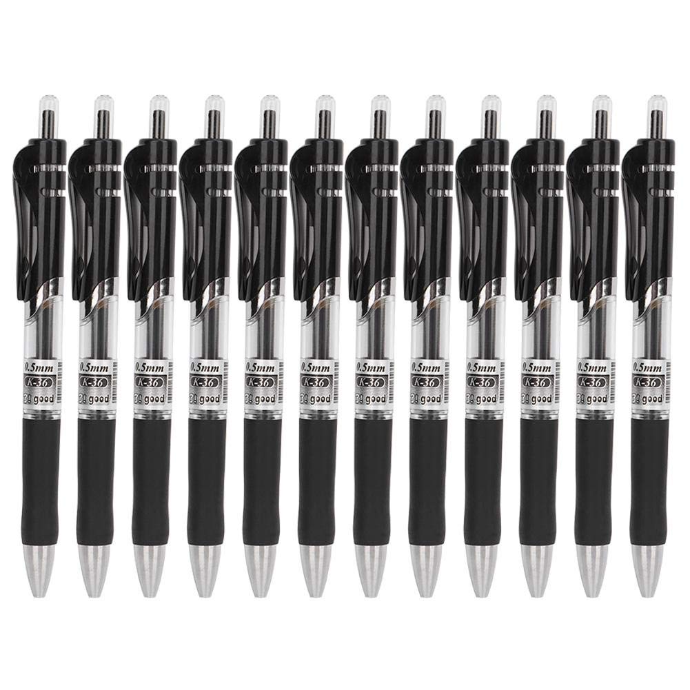 Photo 1 of JADPES Gel Pen press Ballpoint Pens 12 Pcs Office Stationary Tool Large Capacity Press Carbon 0.5mm Tip Neutral Pen Gel Pen for Office School Smooth Writing (Black)