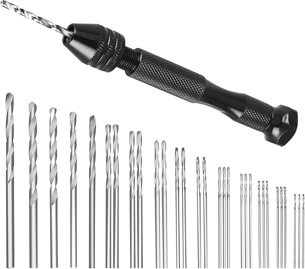 Linkstyle 31Pcs Pin Vise Drill Bit Set 0.5-3.0mm Precision Micro Twist Bits