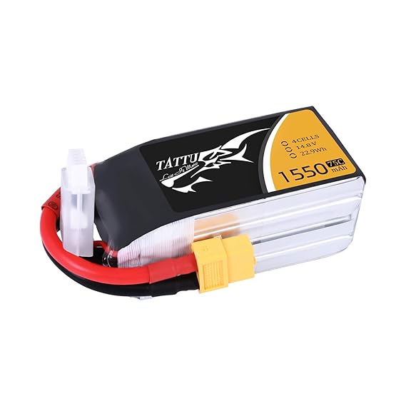Tattu 1550mAh 14.8V 75C 4S1P Lipo Akku Pack für UAV Drones FPV Racing Quadcopters Flugzeug wie IRC Vortex 250 Pro 285, Gaui E