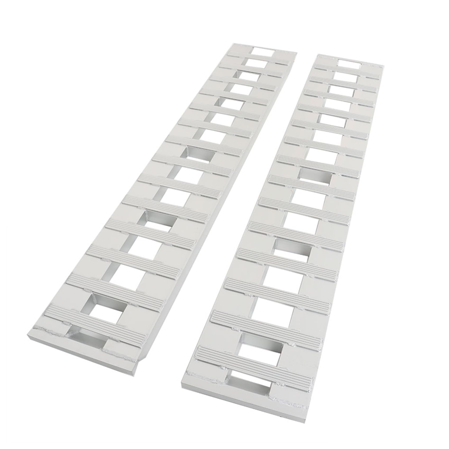 Photo 1 of **FOR RECYCLED PARTS ONLY/ COMPLETELY DAMAGED AND SPLIT DOWN THE SIDES** Labwork Aluminum 84 x 15 Inch Ramps, 6000LBS, 2 Ramps, Hook Ramp Attachment End