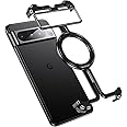 OATSBASF for Google Pixel 8 Pro Bumper Case, Invisible Magnetic O-Ring Stand Case, Minimalist Phone Case for Google Pixel 8 Pro, Frameless Case, Black