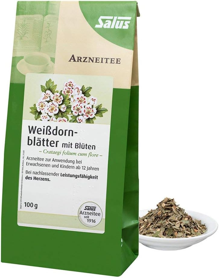 White Thorn Leaves with Flowers Medicine Tea Organic Salus 100 g