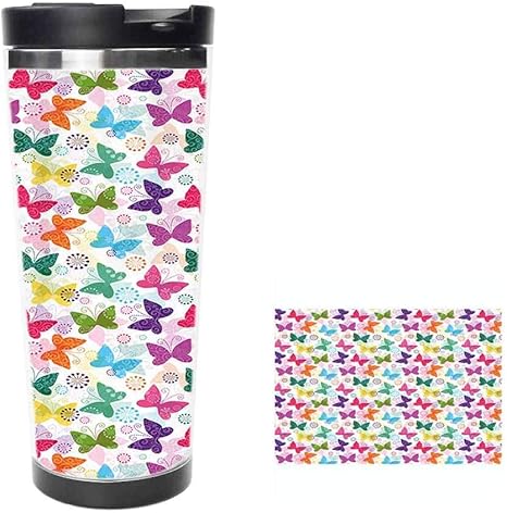 Amazon 花の要素とシュールな動物のシルエット色あせたロマンチックなデザイン 水筒 魔法瓶 真空断熱ボトル 保温保冷 ステンレス 二重構造 直飲み スポーツボトル ステンレスボトル 旅行 14oz400ml 水筒 マグボトル オンライン通販