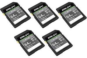 PNY 64GB Elite™ Class 10 U1 V10 SDHC Flash Memory Card - Read Up to 100MB/s, UHS-I, Record Content, Continuous Full HD Photo,