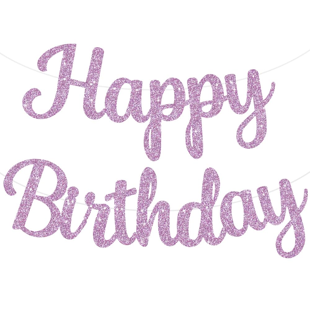 Photo 1 of BEISHIDA Light Purple Happy Birthday Banner - NO DIY,10Feet,Pre-Strung-Glitter Birthday Sign Garland Backdrop Decorations for Women men Party