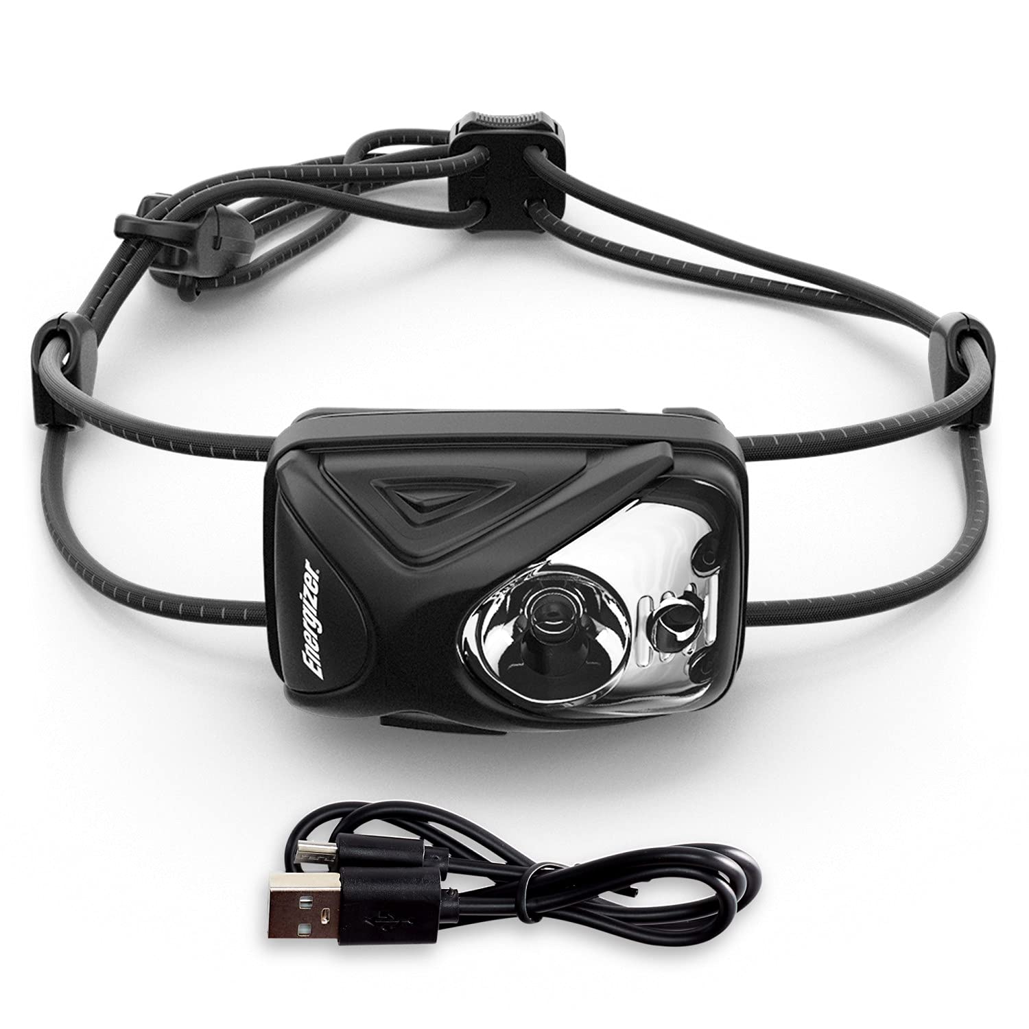 Energizer Mini Rechargeable LED Head Torch, Lightweight, Powerful Bright Rechargeable Headlamp, Water Resistant Headlight for Camping and Running, USB Charging Cable Included