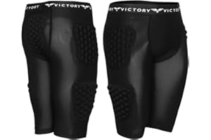 VICTORY MARTIAL ARTS Protective Padded Compression Shorts for Snowboard, Skate, Ski, Football, Basketball - Hip, Butt and Tailbone Padding