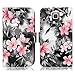 Cellularvilla Wallet Case for Samsung Galaxy S5 Active G870 Pu Leather Wallet Card Flip Open Pocket Case Cover Pouch (Black Pink Flower)