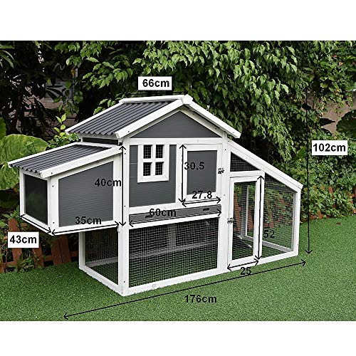 Melko Hühnerstall mit Wellplatten Dach Hühnerhaus Geflügelstall Legenest Hühnervoliere Grau – Bild 4