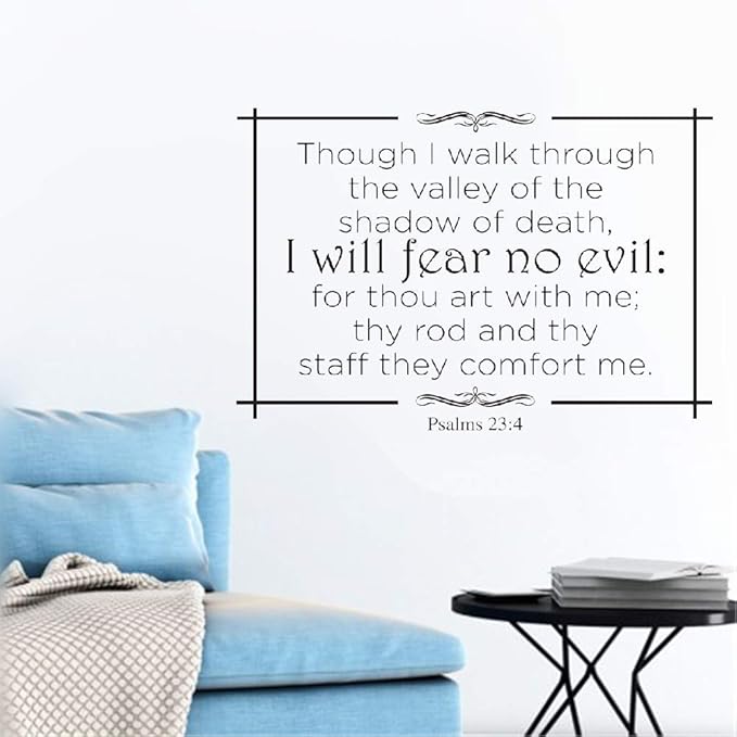 Amazon Com Wall Stickers Art Decor Decals Though I Walk Through The Valley Of The Shadow Of Death Christian God Scripture Bible Verse Home Kitchen