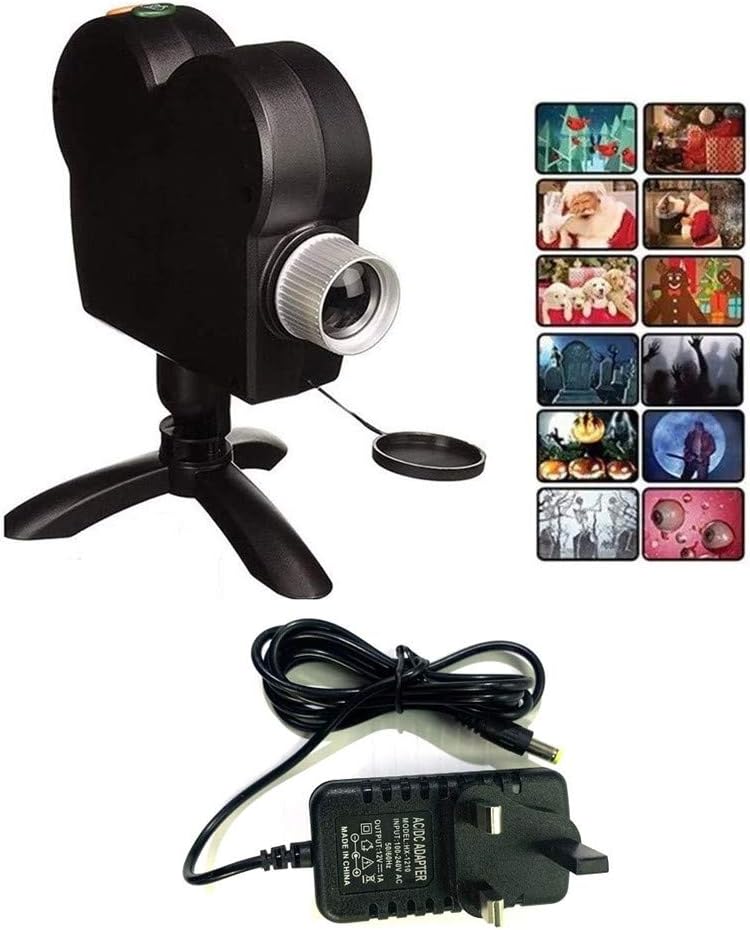 Christmas Halloween Window Projector Lights,12 Movies Festival LED Projection Decoration Spotlight,Switch Between 6Christmas&6Halloween