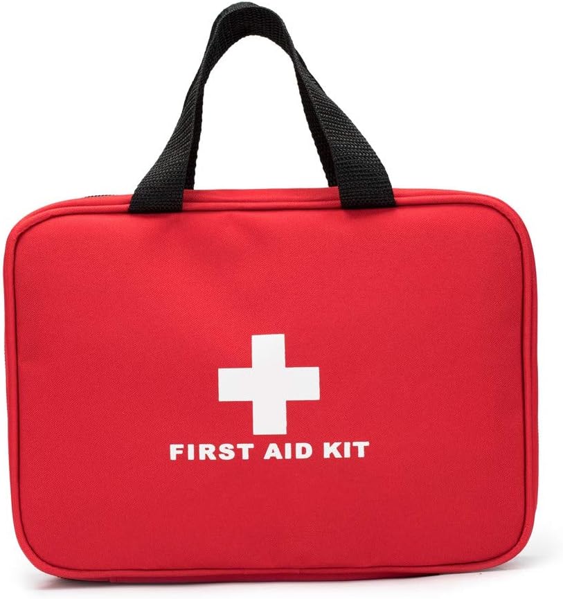 Jipemtra Red First Aid Bag Empty Travel Rescue Bag Empty Pouch First Responder Storage Compact Survival Medicine Bag Pocket Container for Car Home Office Kitchen Sport Outdoors (Red with Handles): Health & Personal Care