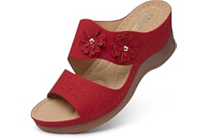 SHIBEVER Wedge Sandals for Women Hollow Out Slip On Platform Wedge Sandals Summer Casual Walking Shoes