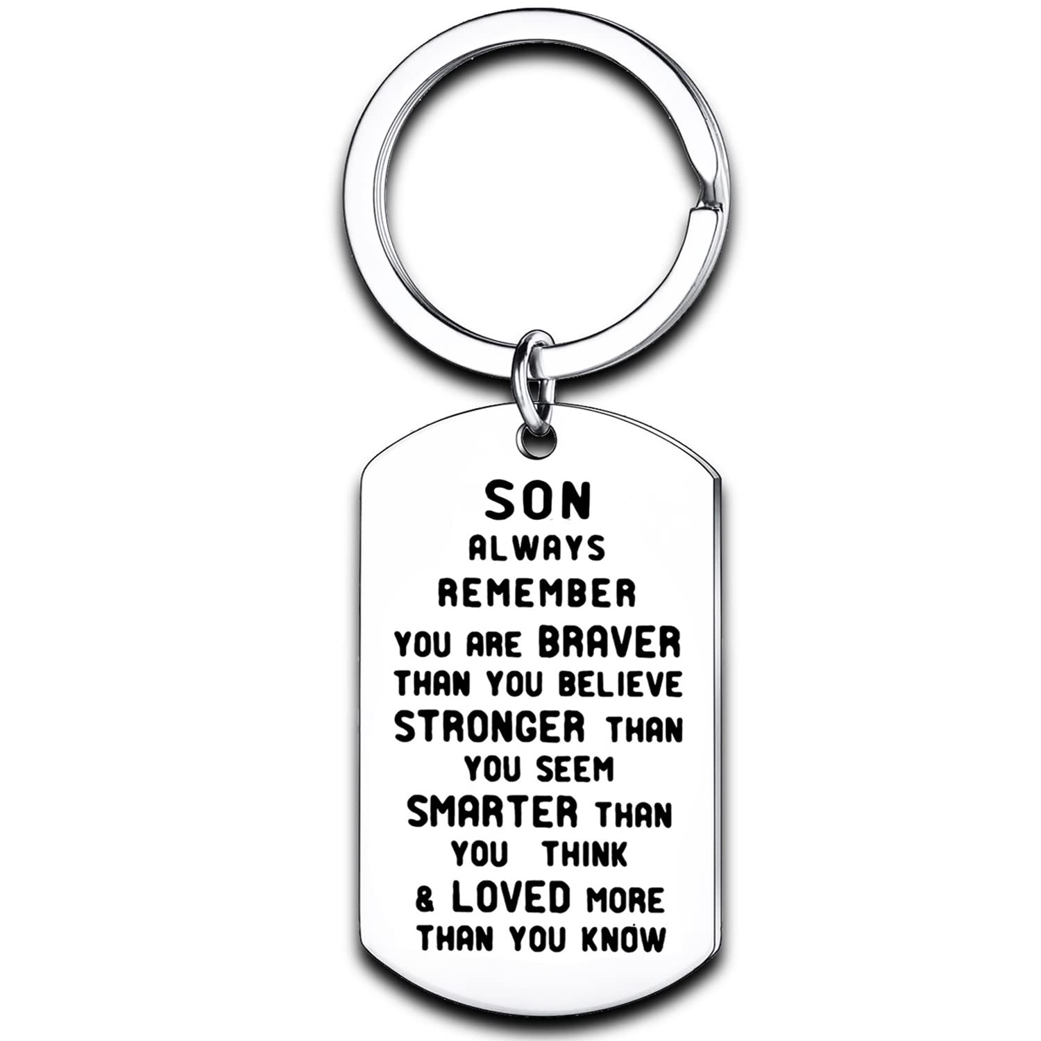 Nimteve Gifts for Son From Dad Mum Son Keyring Inspirational Gifts Son Always Remember You are Braver Stronger Smarter Christmas Birthday Son Gifts (Son Always Remember)