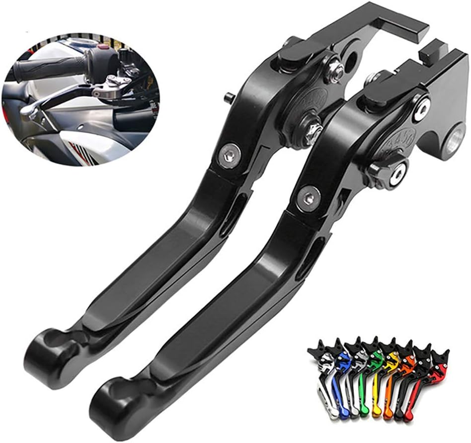 YAOkxin Clutch Lever, 1 Pair Adjustment Folding CNC Short Brake Clutch Levers Compatible for Suzuki RV200 VanVan 2016-2017, GW 250 Inazuma 2011-2013,Black