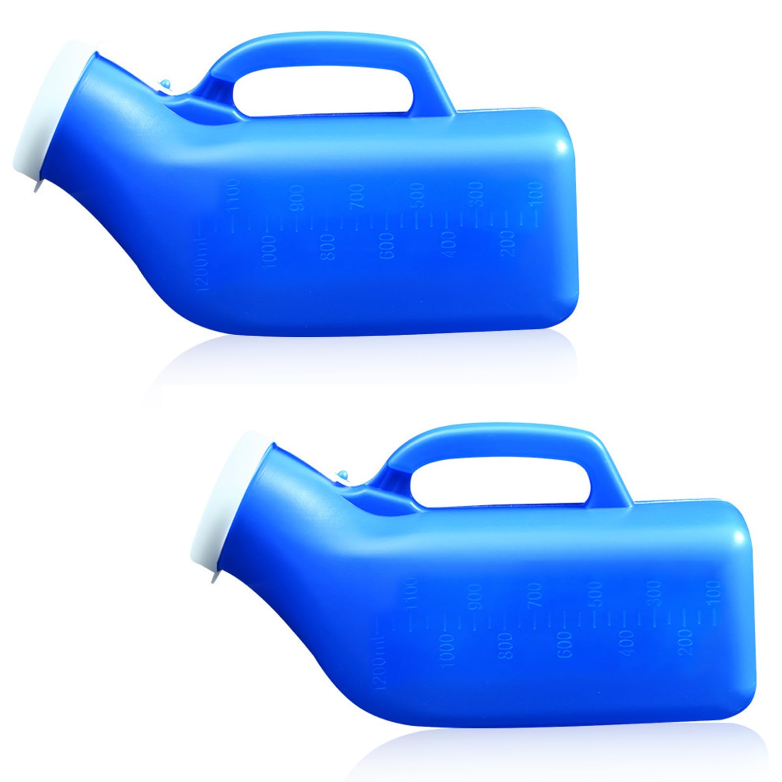 2 Pack Male Urinal Bottle, 1200ML Urine Bottle for Men Portable Urinal Pee Bottle Pee Containers with Lid Measuring Scale for Travel, Hospitals, Urine Collection