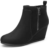 DREAM PAIRS Women's Suede Low Wedges Ankle Boots | fashion 2.75-inch wedge heel soft faux lining and cushioned insole Suitable for Casual Outings Daily Work
