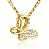 XIUDA Cremation Urn Necklace for Ashes with Crystal Butterfly Urn Jewelry Stainless Steel Memorial Keepsake Urn Pendant for Women