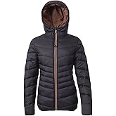 Rokka&Rolla Women's Lightweight Puffer Jacket Water-Resistant Hooded Winter Coat