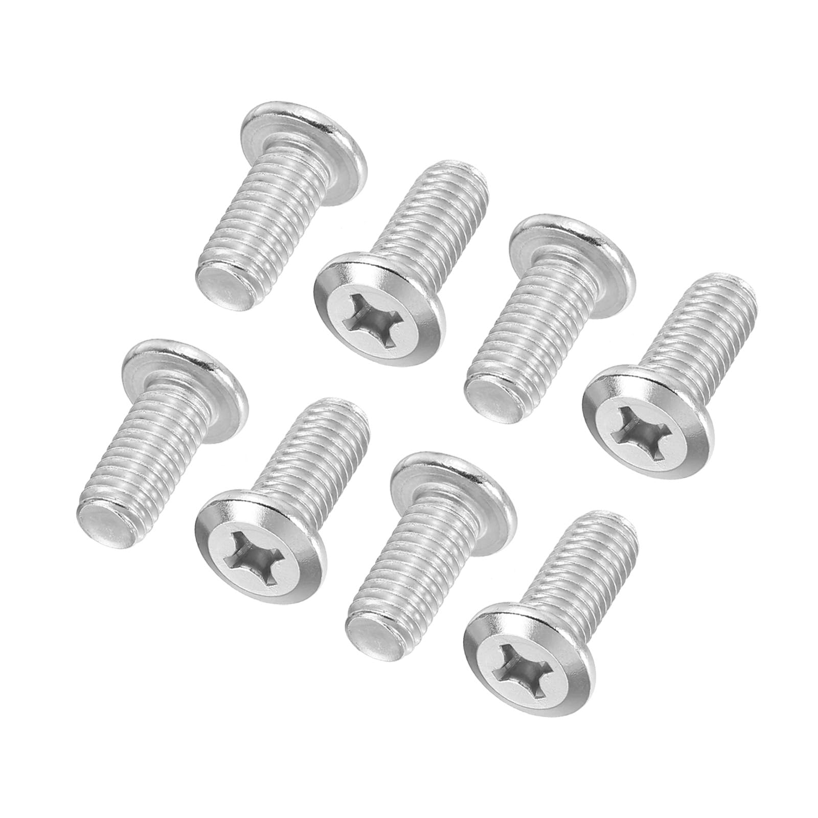 PATIKIL Flat Round Head Phillips Screws, 8 Pack M8-1.25 x 18mm Binding Screws 304 Stainless Steel 18-8 Full Thread, Phillips Drive Machine Screw Furniture Screw Connector Bolts