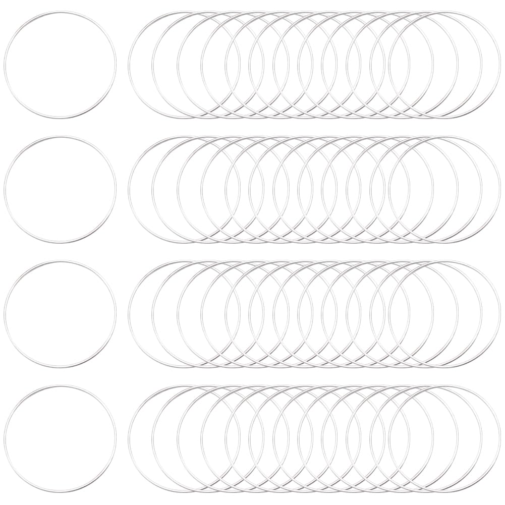 SOFPLATE 60Pcs 40mm Beaded Earring Making Hoops Hoop Earrings Findings Silver Brass Circle Ear Link Open Bezel Pendant Frames Charms Ears Components for DIY jewellery Crafting Making Women Supplies