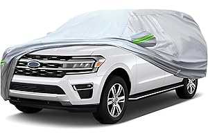QUYDDC 360° Six Layers All Weather Car Cover Universal Fit for SUVs Up to 209"-216", Waterproof, Snow Proof, UV Proof, Scratch Proof, Bird Droppings Proof with 6 Reflective Strips, Thicked Car Cover