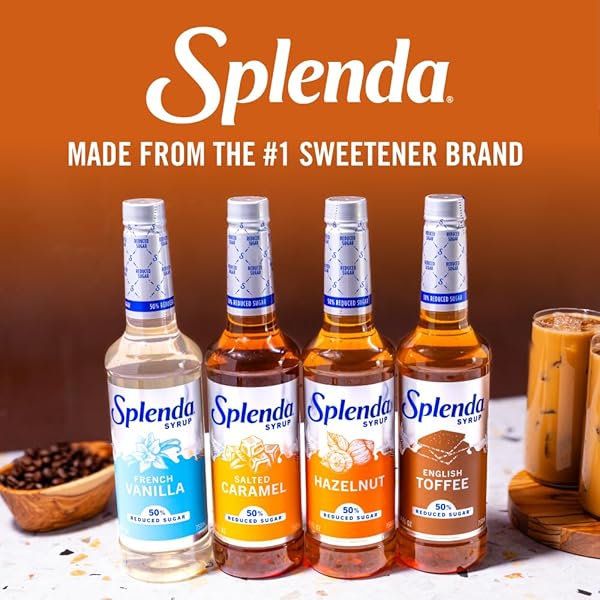 SPLENDA COFFEE SYRUP, HAZELNUT, REDUCED SUGAR, FLAVORED LIQUID SYRUPS FOR DRINKS, 750 ML BOTTLE