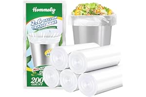 Hommaly 2.6 Gallon 200 pcs Small Clear Trash Bags, Strong 2.5 Gallon Garbage Bags, Bathroom Trash Can Bin Liners Unscented, Mini Plastic Bags for Office, Waste Basket Liner, Fit 6-10 Liters, 2-2.6 Gal