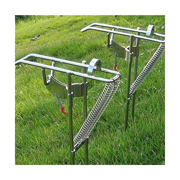LeaningTech-RHA-01-Stainless-Fishing-Rod-Holder-Rack-with-Automatic-Tip-Up-Hook-Setter-Double-Spring-Adjustable-Folding-Holder-Silver