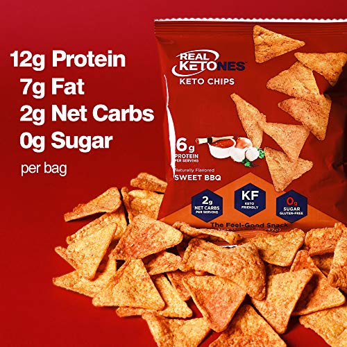 Real Ketones Keto Protein Chips with MCT, Tortilla Style, Sweet BBQ